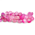 8 - 13mm Pink Shaded Chalcedony Faceted Hearts 8 inch 35 beads - The Bead Traders