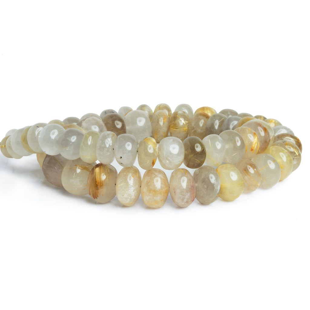 8 - 13mm Rutilated Quartz Plain Rondelles 16 inch 57 beads - The Bead Traders