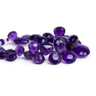 8 - 15mm Amethyst Faceted Hearts 5 inch 28 beads - The Bead Traders