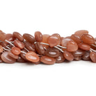 8 - 15mm Reddish Peach Moonstone Plain Hearts 10 inch 18 beads - The Bead Traders