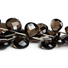 8 - 15mm Smoky Quartz Faceted Hearts 7 inch 13 beads - The Bead Traders