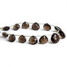 8 - 15mm Smoky Quartz Faceted Hearts 7 inch 13 beads - The Bead Traders