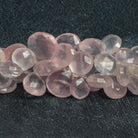 8 - 18mm Rose Quartz Faceted Hearts 8.5 inch 45 beads - The Bead Traders