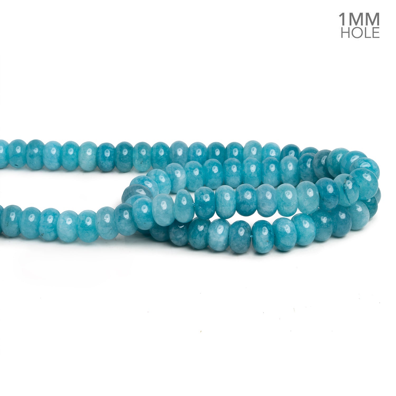 8 - 8.5mm Aqua Chalcedony Large Hole Rondelles 15 inch 70 beads - The Bead Traders