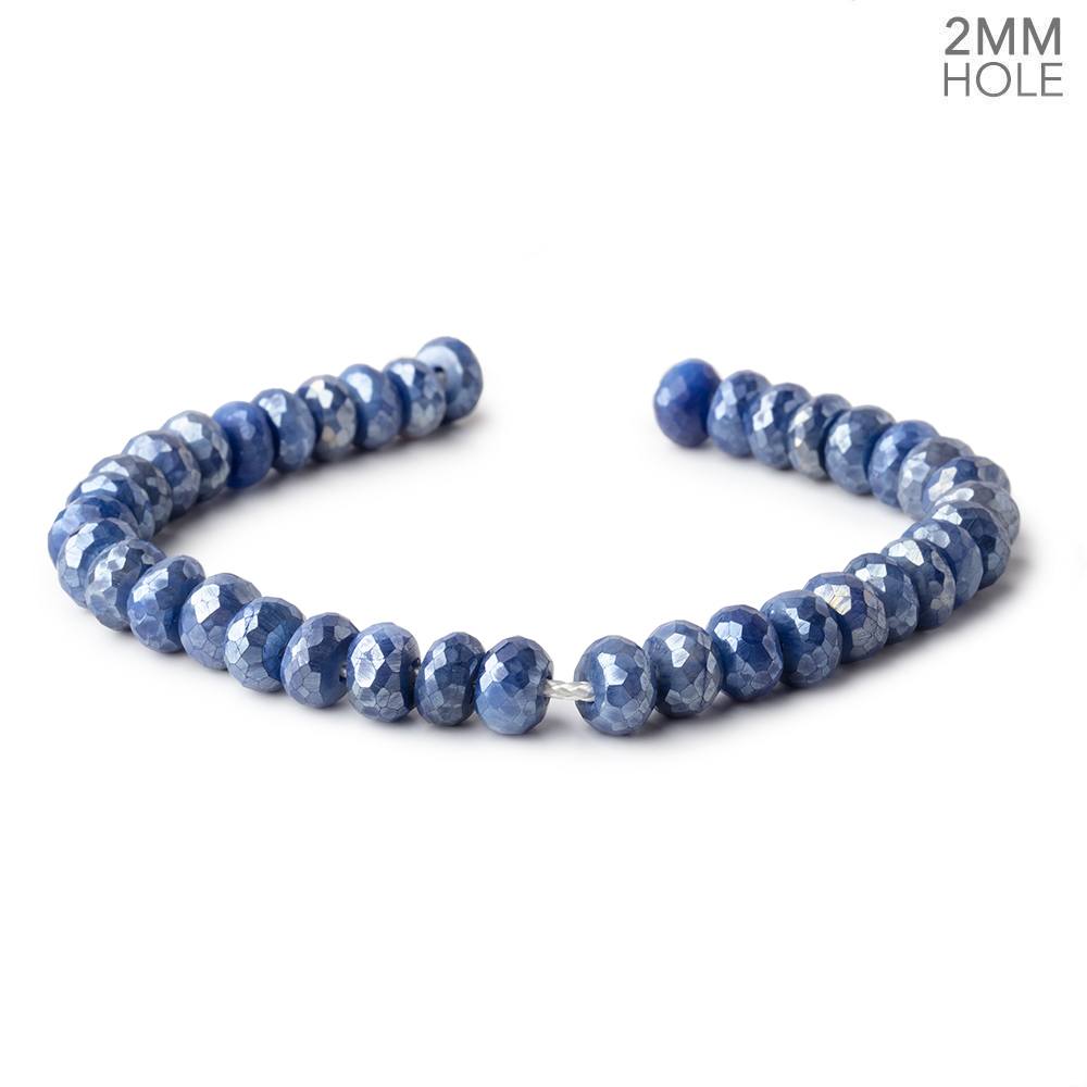 8 - 8.5mm Mystic Blue Moonstone 2mm Large Hole Rondelles 8 inch 34 Beads - The Bead Traders