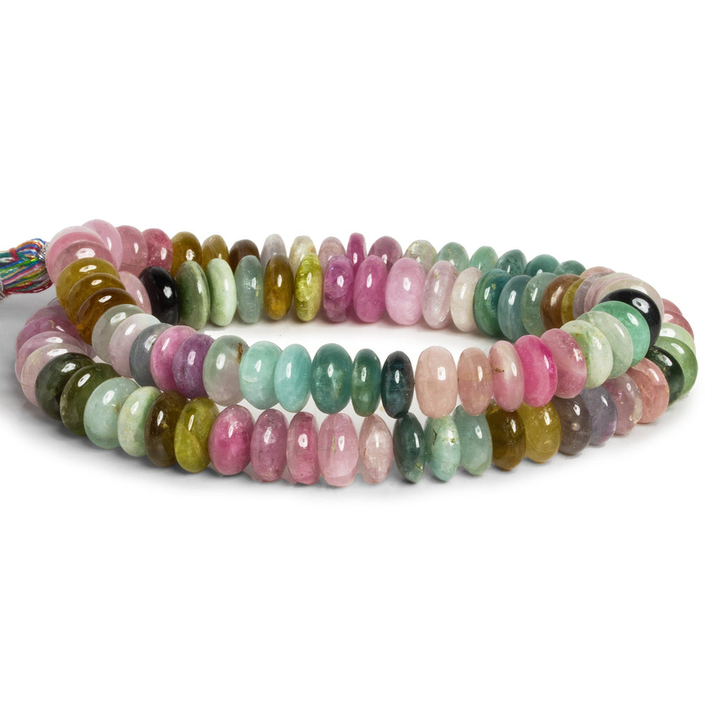 8-9mm Afghani Tourmaline Plain Rondelles 16 inch 100 beads - The Bead Traders
