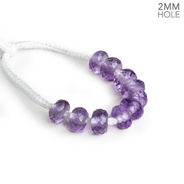 8-9mm Amethyst 2mm Large Hole Rondelles 10 Beads