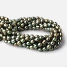 8 - 9mm Avocado Green Oval Pearls 16 inch 42 pieces - The Bead Traders