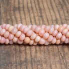 8-9mm Baby Pink Opal Plain Rondelles 16 inch 65 beads - The Bead Traders