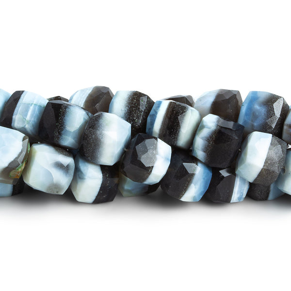 8-9mm Banded Denim Opal Faceted Cubes 7.5 inch 21 beads