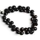 8 - 9mm Black Chalcedony Faceted Hearts 7.5 inch 35 beads - The Bead Traders