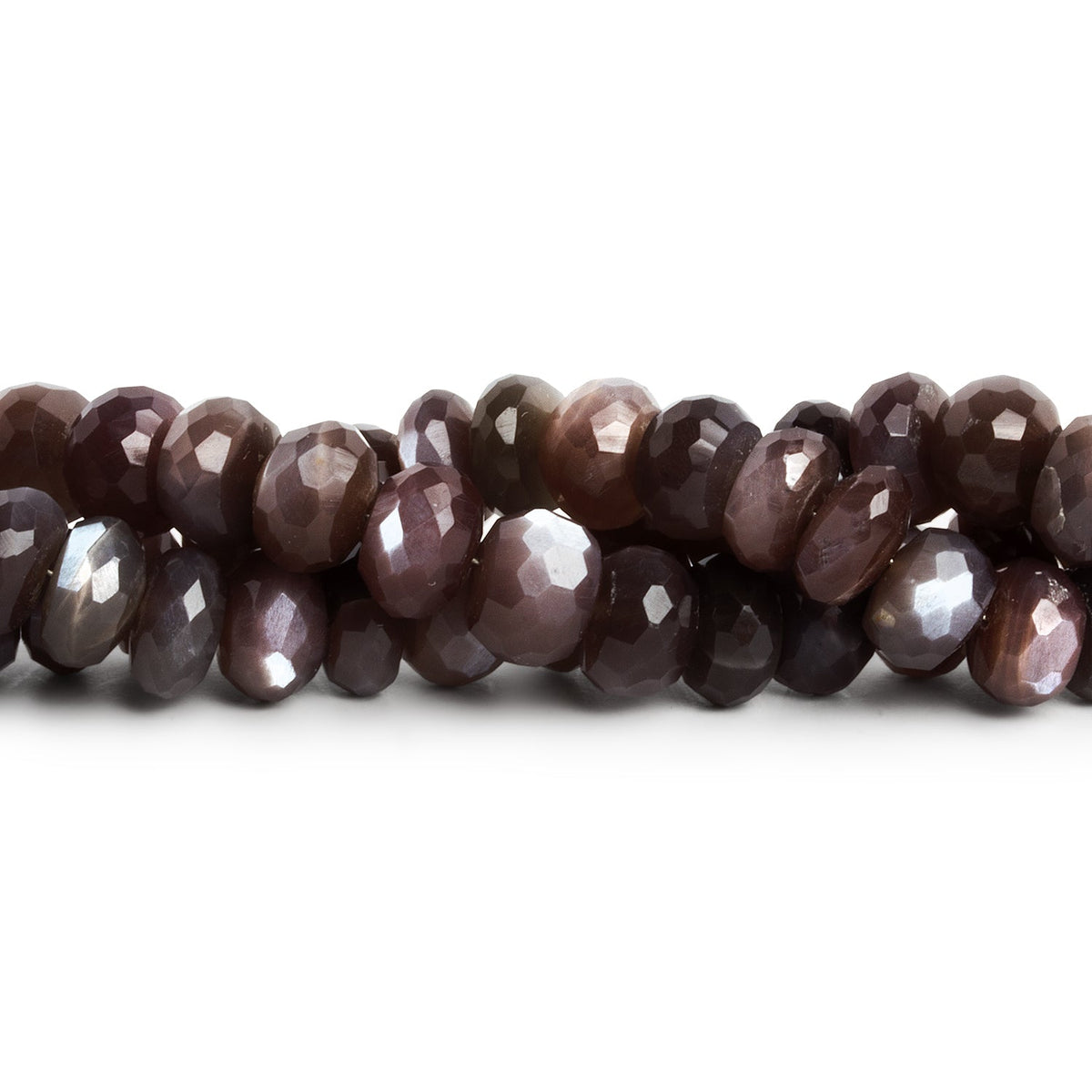 8-9mm Chocolate Moonstone Faceted Rondelles 14 inch 63 beads - The Bead Traders