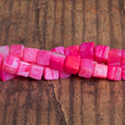 8 - 9mm Hot Pink Opal Plain Cubes 8 inch 23 beads - The Bead Traders