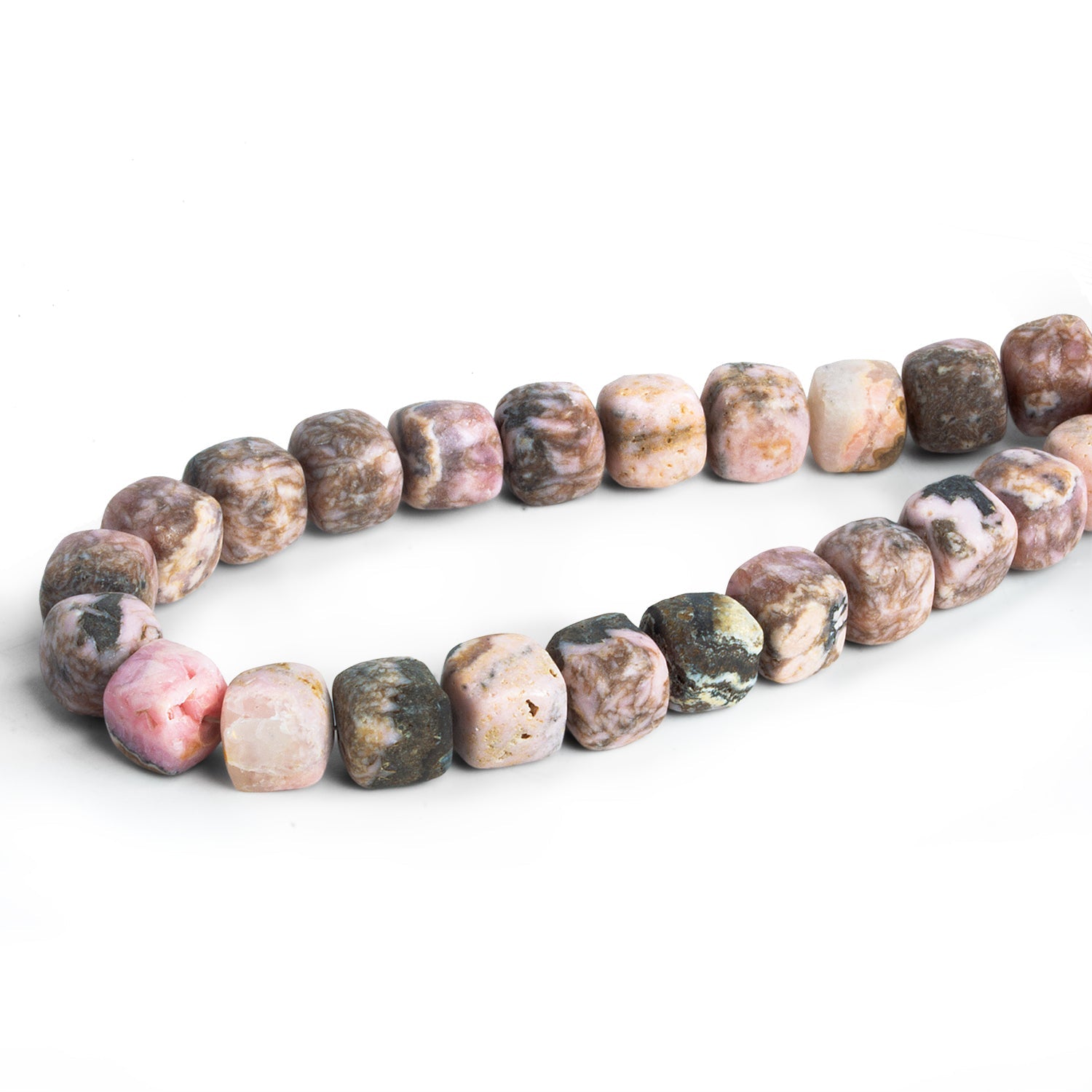 8 - 9mm Matte Chocolate Rhodochrosite Cubes 7.5 inch 22 beads - The Bead Traders