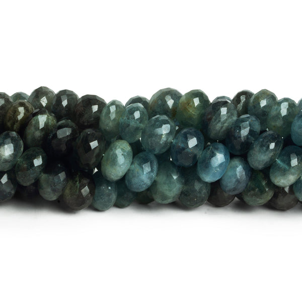 8-9mm Moss Aquamarine Faceted Rondelles 8 inch 34 beads