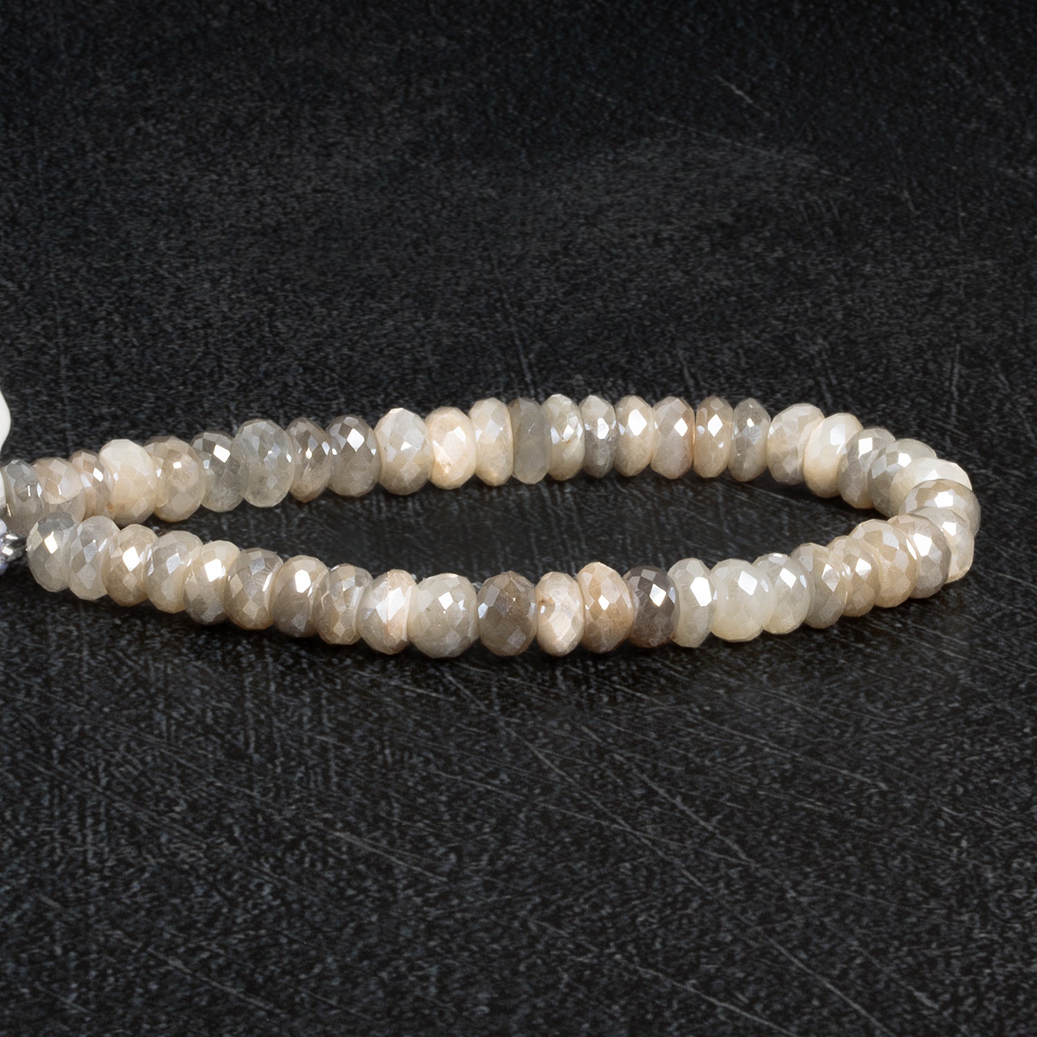 8-9mm Mystic Moonstone Faceted Rondelles 8 inch 45 beads - The Bead Traders