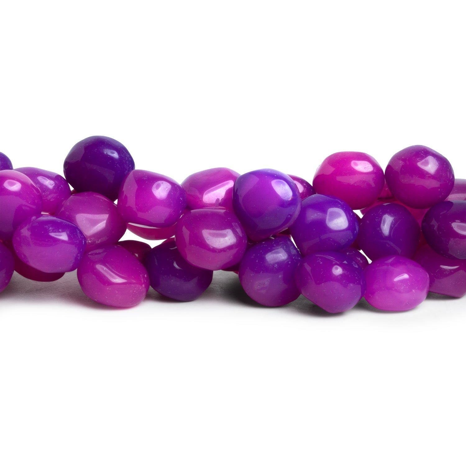 8 - 9mm Orchid Purple Chalcedony Plain Hearts 8 inch 53 beads - The Bead Traders