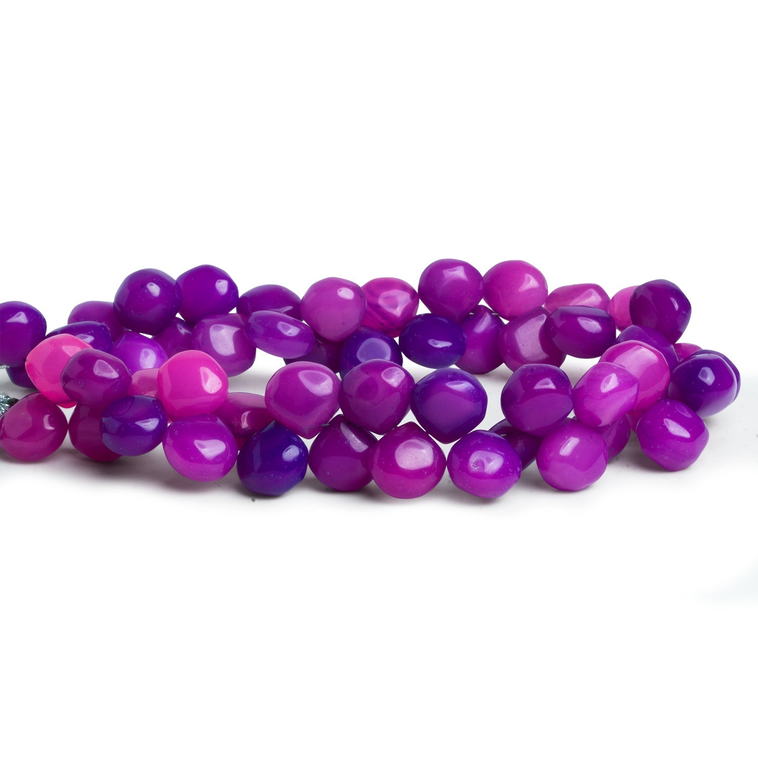 8 - 9mm Orchid Purple Chalcedony Plain Hearts 8 inch 53 beads - The Bead Traders