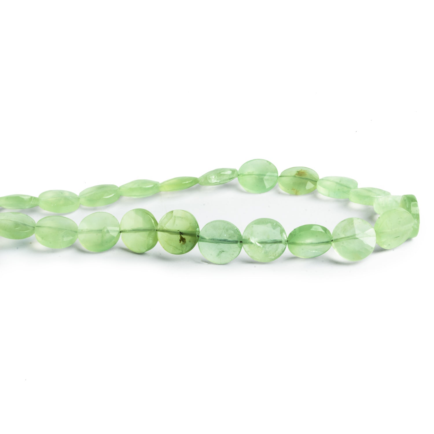 8 - 9mm Prehnite Faceted Coins 8 inch 21 beads - The Bead Traders