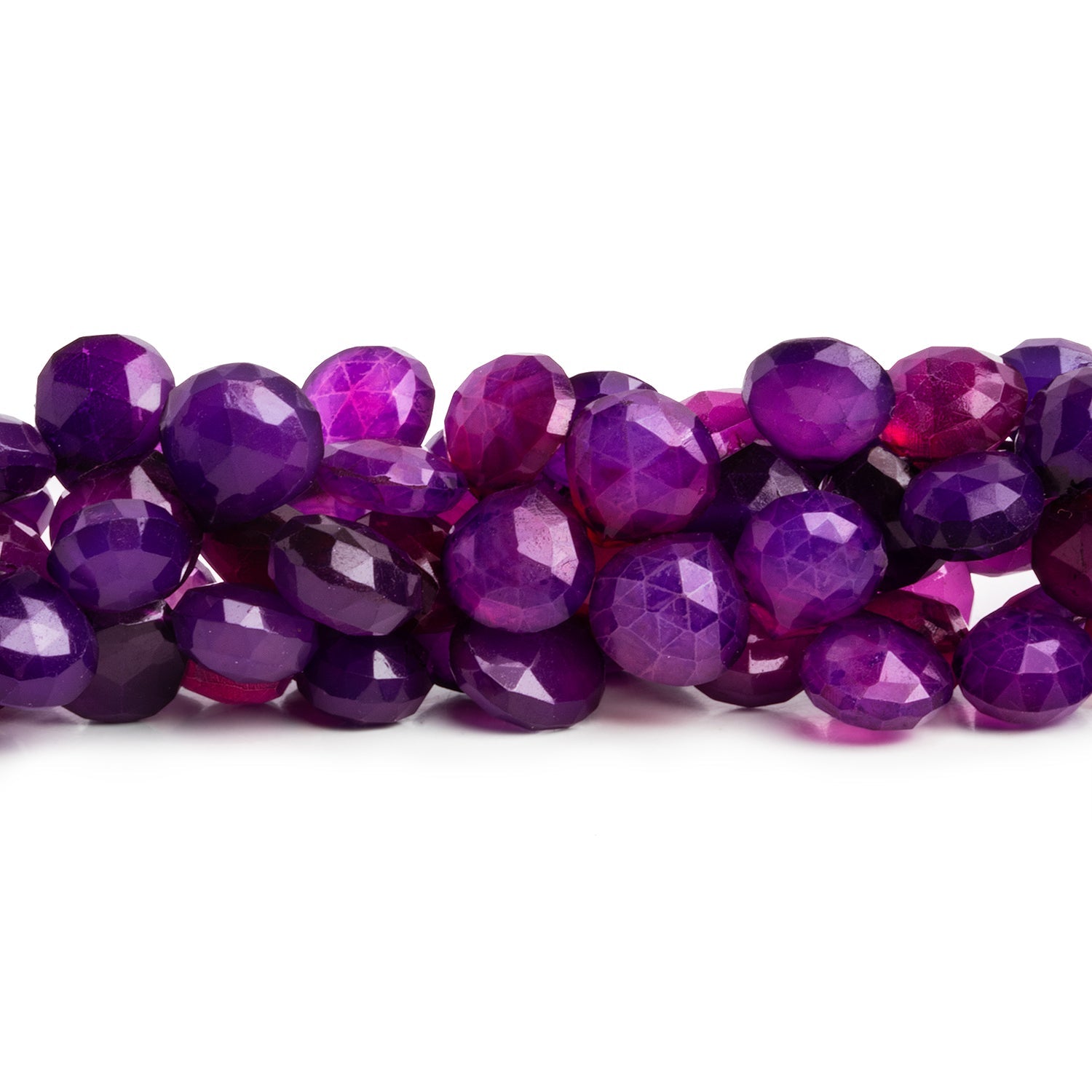 8 - 9mm Purple Chalcedony Faceted Hearts 8 inch 48 beads - The Bead Traders