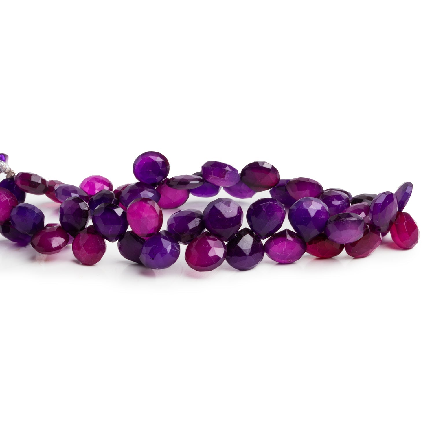 8 - 9mm Purple Chalcedony Faceted Hearts 8 inch 48 beads - The Bead Traders