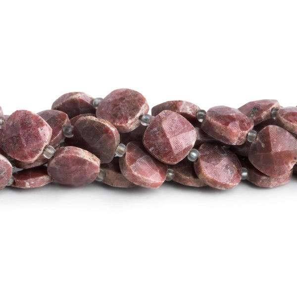 8-9mm Rhodonite Faceted Pillows 14 inch 31 beads