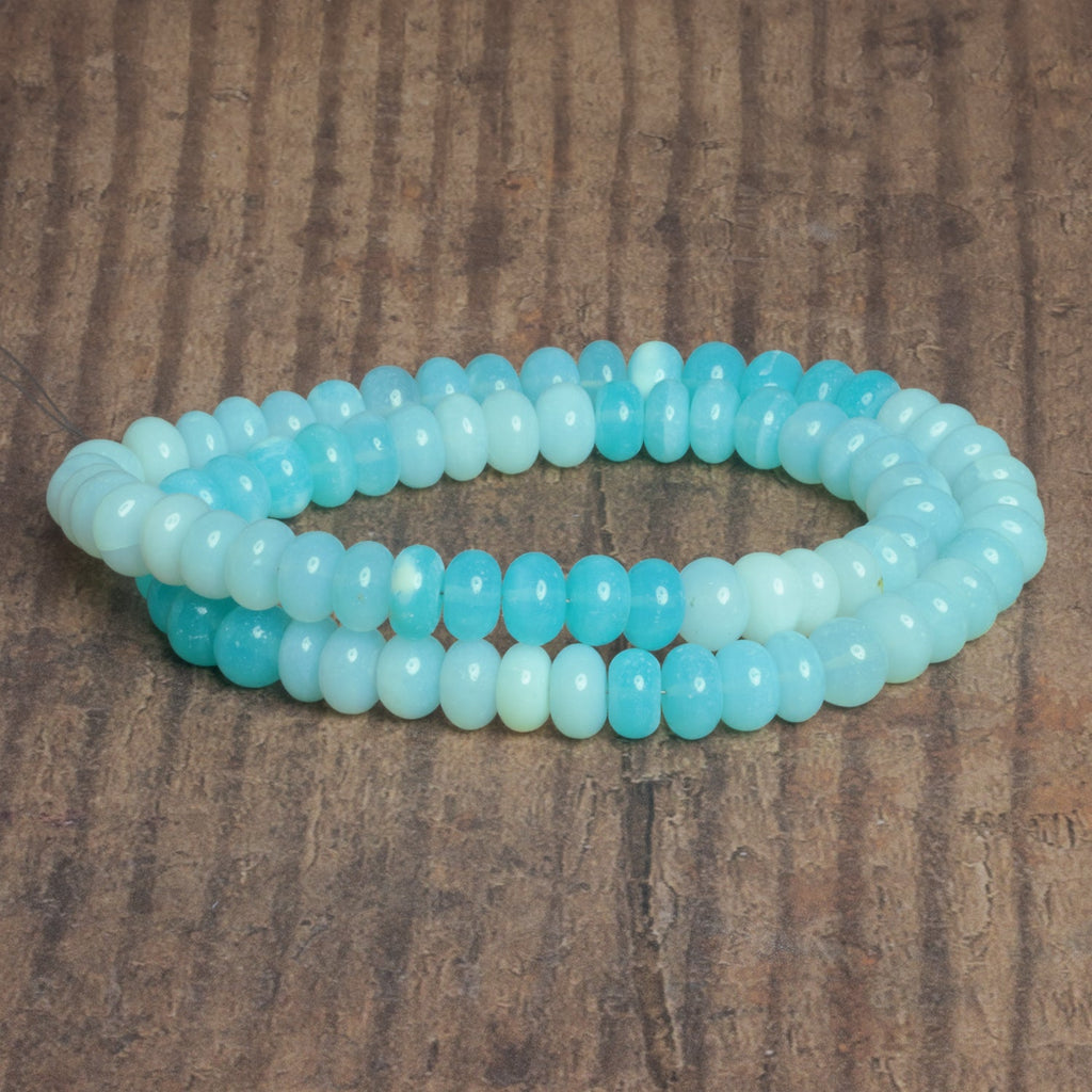 8-9mm Sky Blue Opal Plain Rondelles 16 inch 70 beads - The Bead Traders