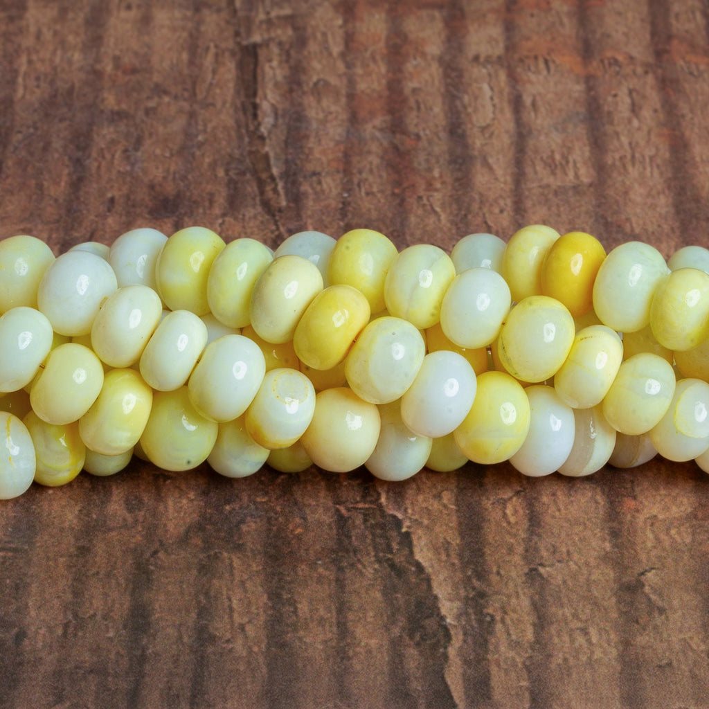 8 - 9mm Sunny Yellow Plain Rondelles 16 inch 73 beads - The Bead Traders