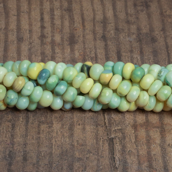 8-9mm Yellow Green Opal Plain Rondelles 16 inch 72 beads