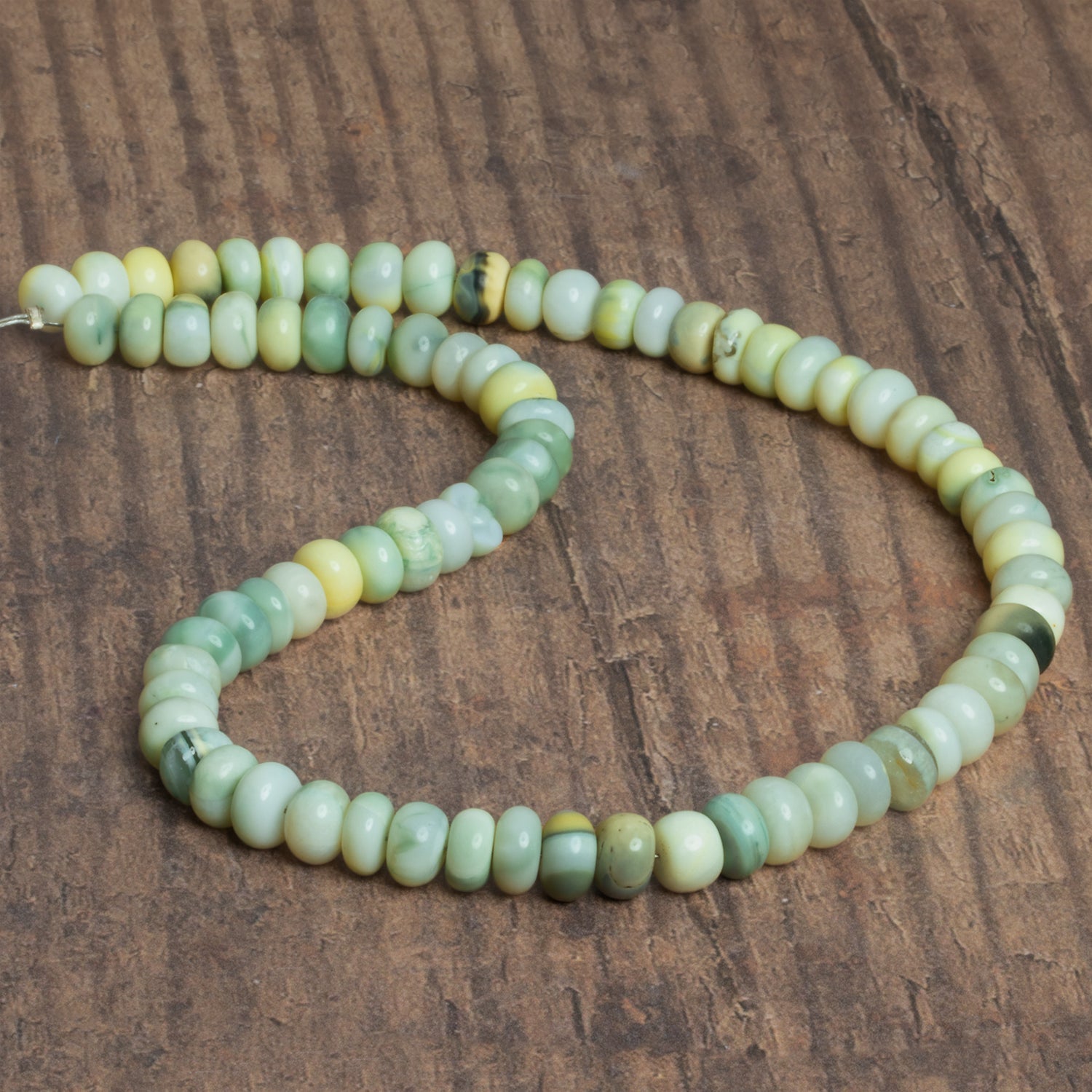 8-9mm Yellow Green Opal Plain Rondelles 16 inch 72 beads - The Bead Traders