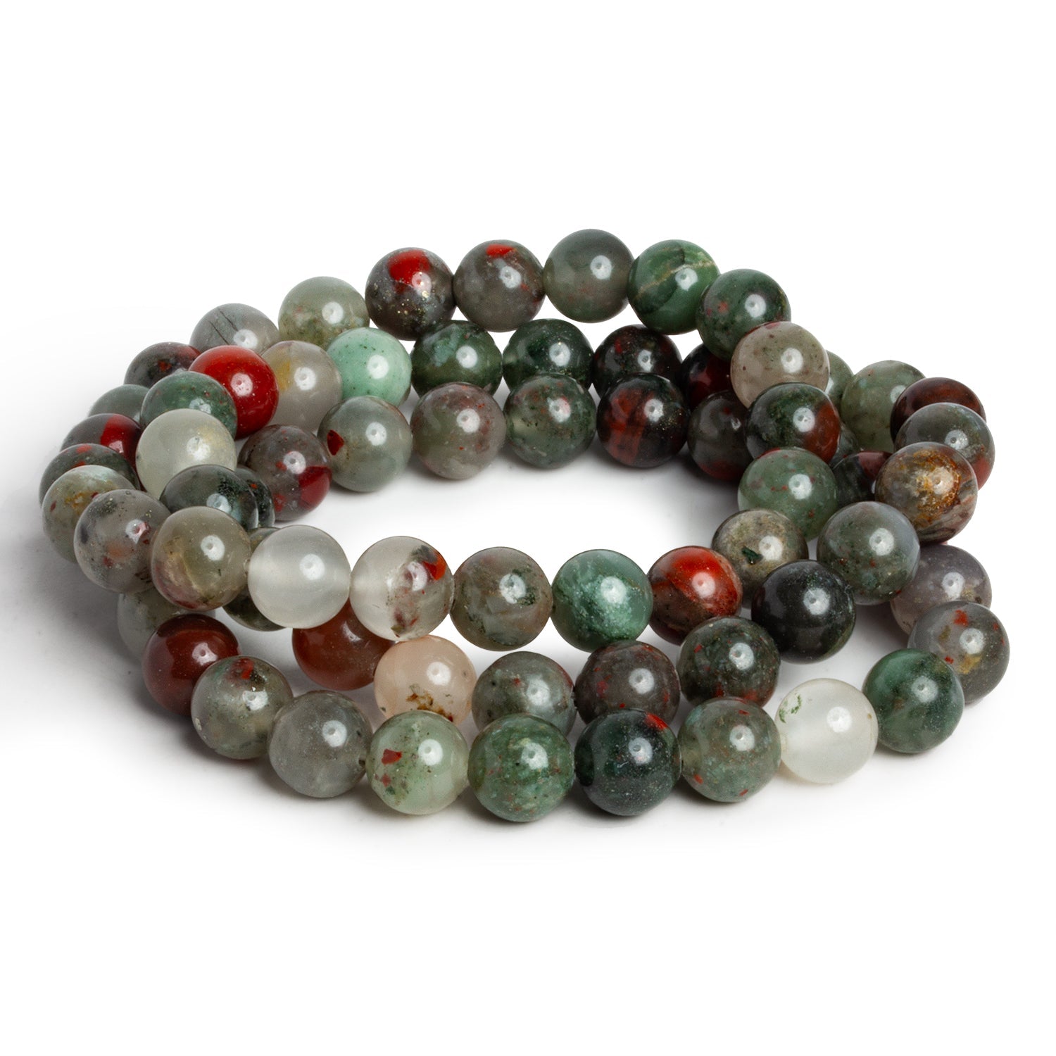 8.5mm Dragon's Blood Jasper Plain Rounds 21 beads - The Bead Traders