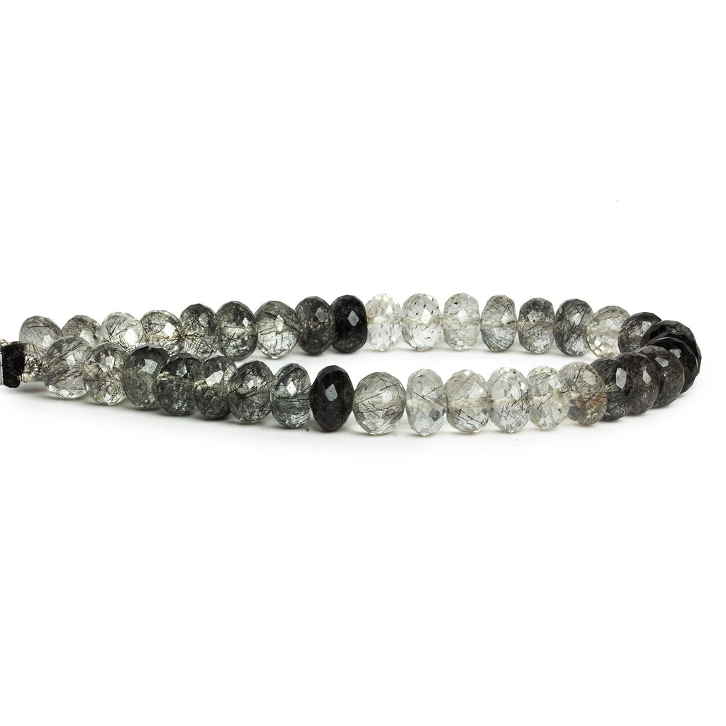 8.5mm Tourmalinated Quartz Faceted Rondelles 8 inch 35 beads - The Bead Traders
