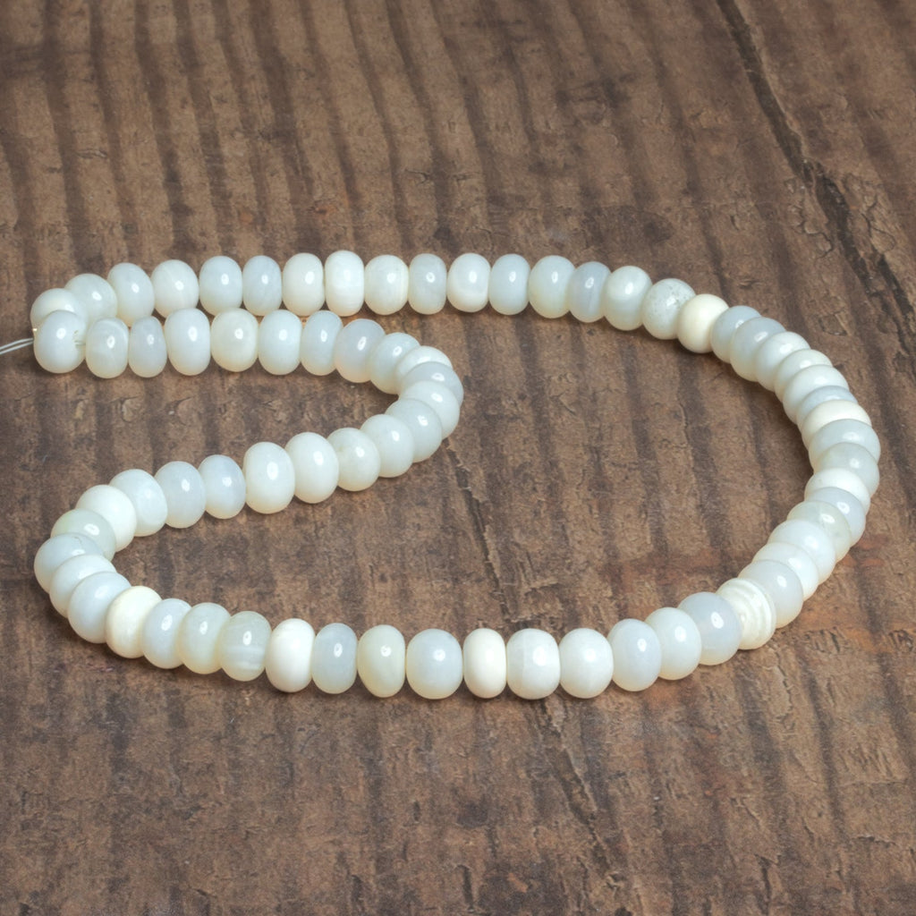 8.5mm White Opal Plain Rondelles 16 inch 70 beads - The Bead Traders