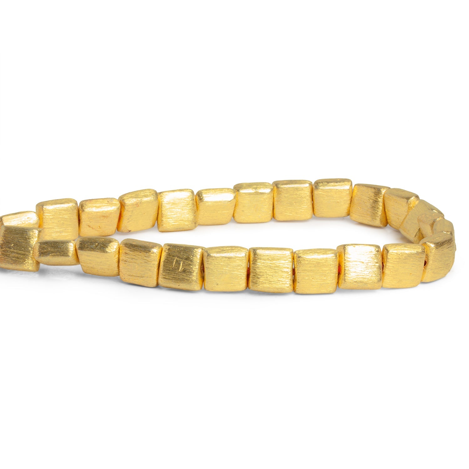 8mm 22kt Gold Plated Copper Brushed Squares 8 inch 25 beads - The Bead Traders