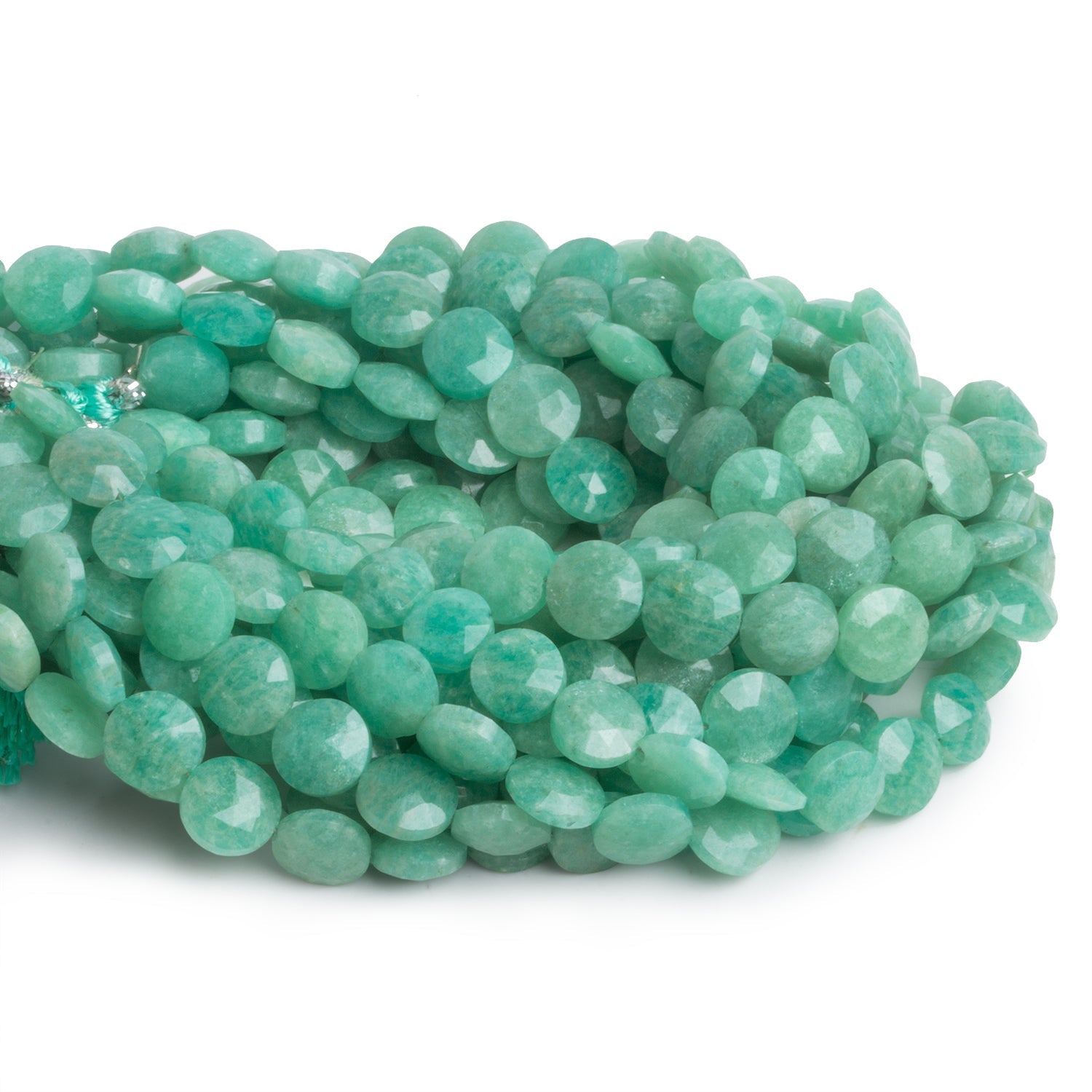 8mm Amazonite Faceted Coins 7.5 inch 23 beads - The Bead Traders