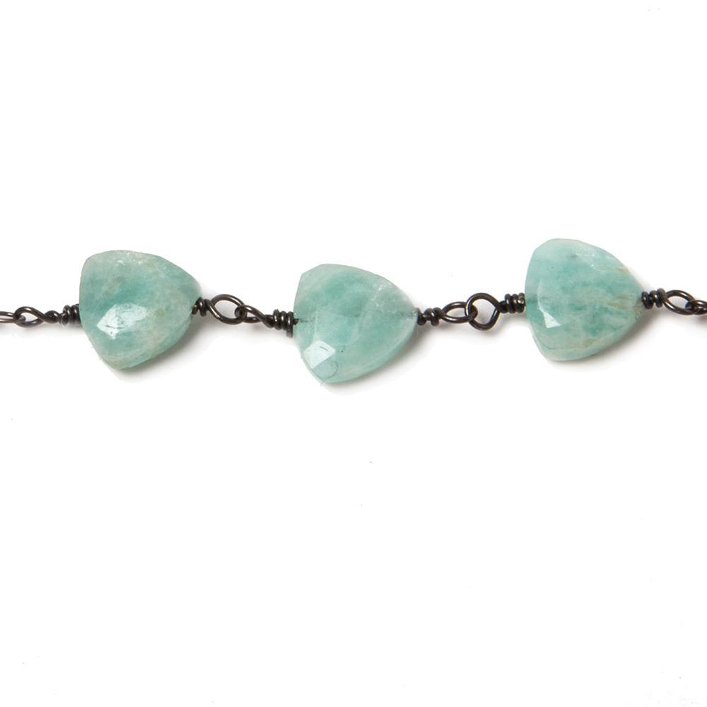 8mm Amazonite triangle Black Gold Chain 22 beads - The Bead Traders