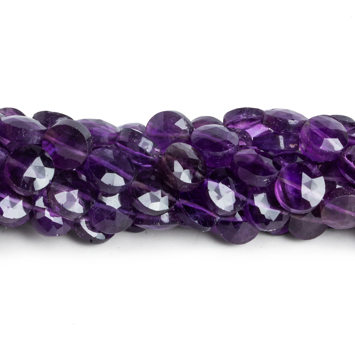 8mm Amethyst Faceted Coins 7.5 inch 23 beads - The Bead Traders
