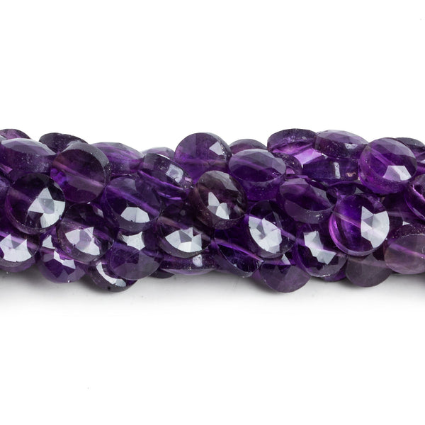 8mm Amethyst Faceted Coins 7.5 inch 23 beads
