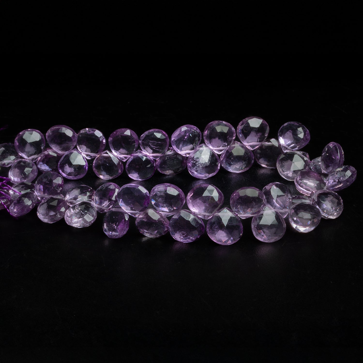 8mm Amethyst Faceted Hearts 8 inch 45 beads - The Bead Traders