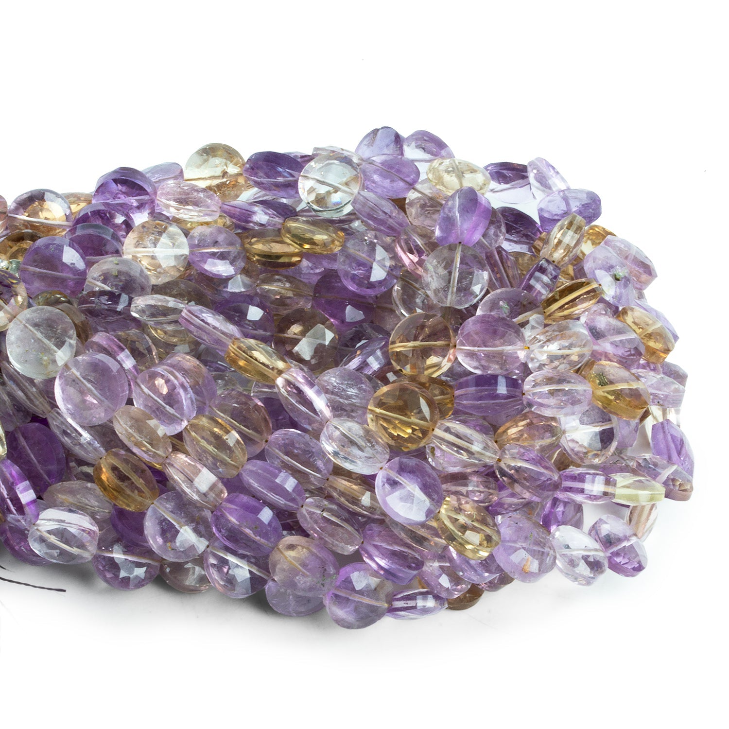 8mm Ametrine Faceted Coins 7.5 inch 23 beads - The Bead Traders
