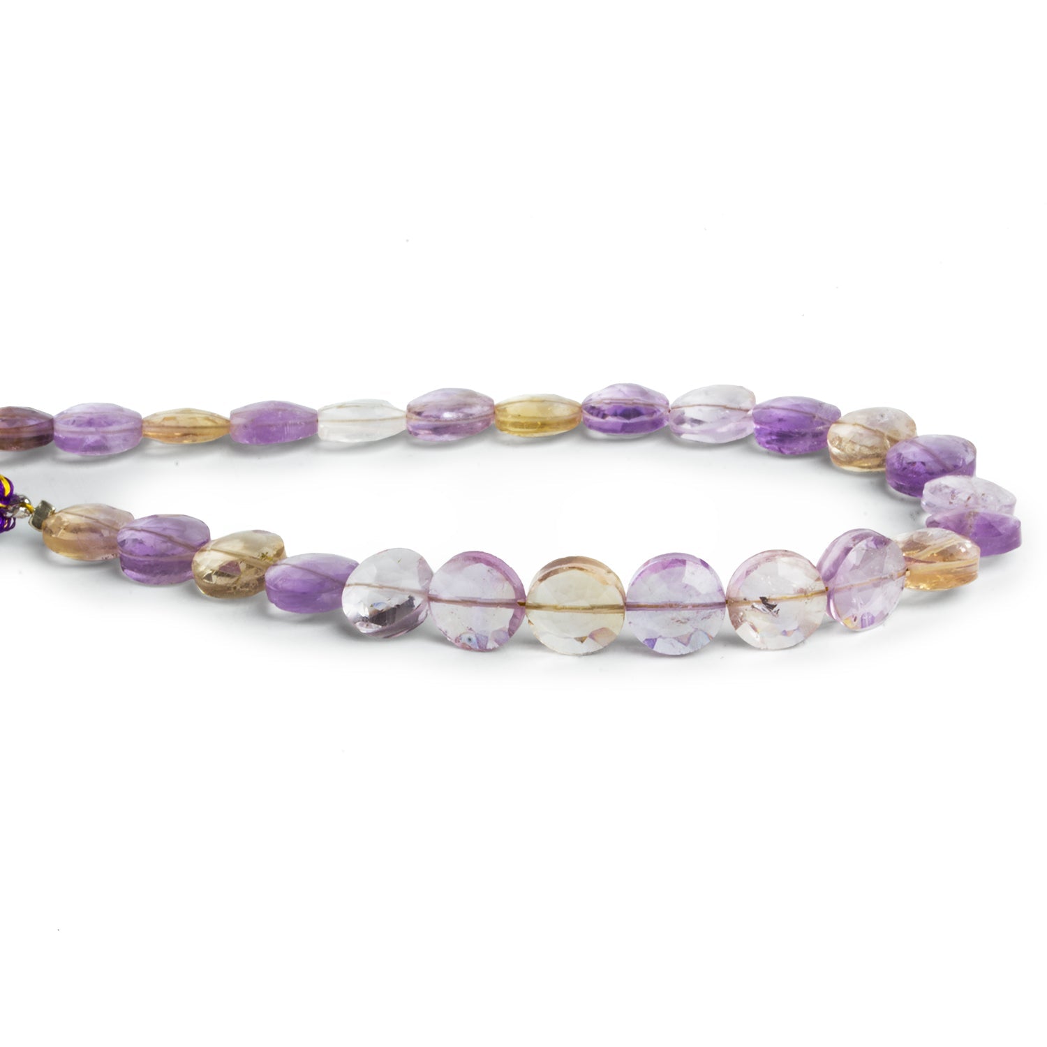 8mm Ametrine Faceted Coins 7.5 inch 23 beads - The Bead Traders