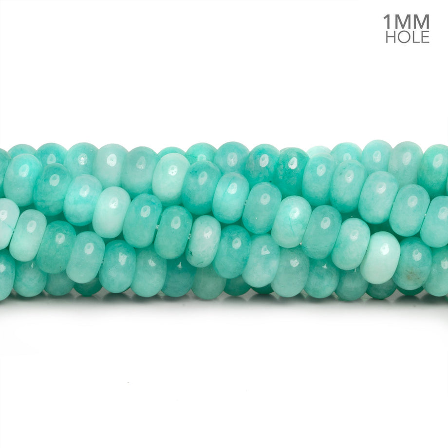 8mm Aqua Green Chalcedony Large Hole Rondelles 15 inch 77 beads
