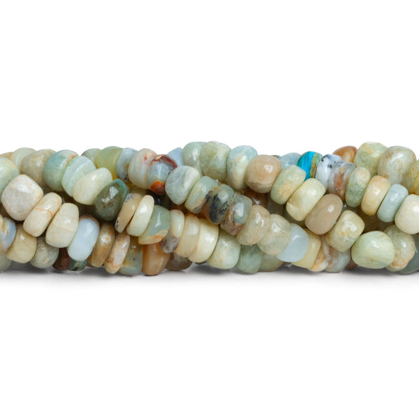 8mm Aquamarine Handcut Heishis 12 inch 70 beads
