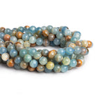 8mm Argentina Lemurian Aquantine Calcite Rounds 16 inch 48 beads - The Bead Traders