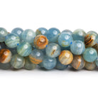 8mm Argentina Lemurian Aquantine Calcite Rounds 16 inch 48 beads - The Bead Traders