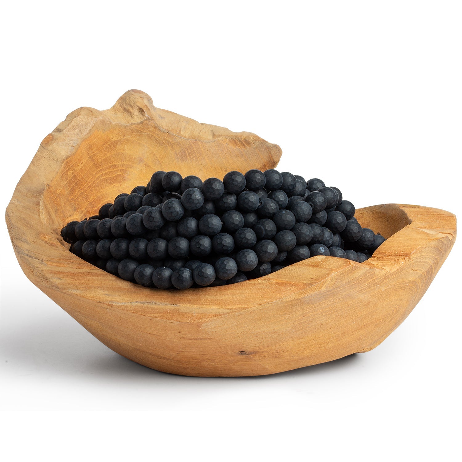 8mm Black Agate Faceted Rounds 15 inch 47 beads - The Bead Traders
