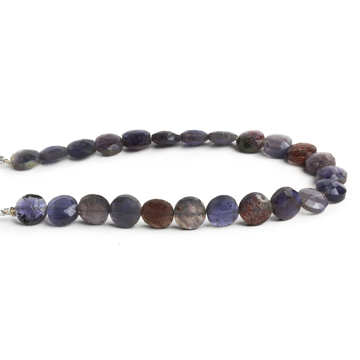 8mm Bloodshot Iolite Faceted Coins 7.5 inch 23 beads - The Bead Traders