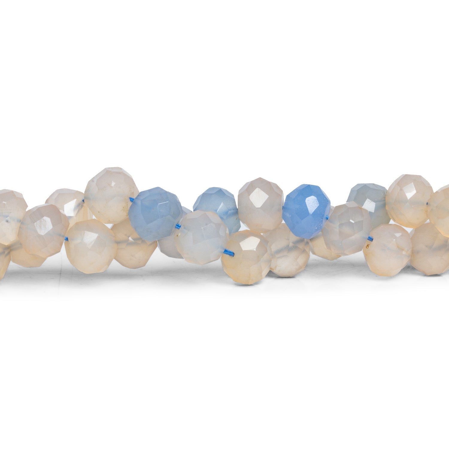 8mm Blue Chalcedony Faceted Rondelles 16 inch 60 beads - The Bead Traders