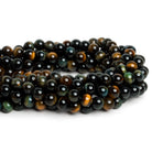 8mm Blue Tiger's Eye Plain Rounds 15 inch 44 beads - The Bead Traders