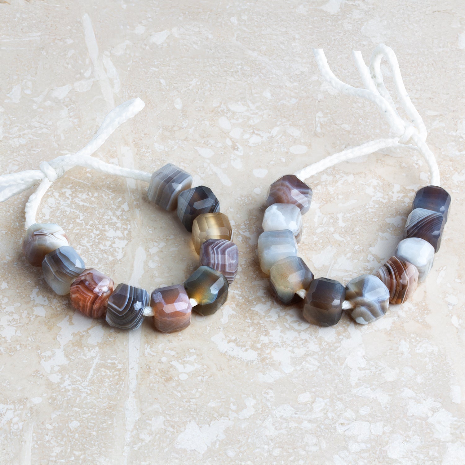 8mm Botswana Agate 2mm Large Hole Cubes 10 Beads - The Bead Traders